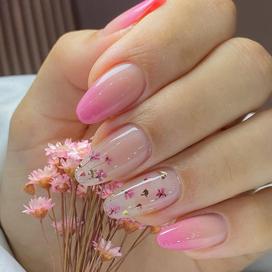 Pink Ombre Little Flowers Almond