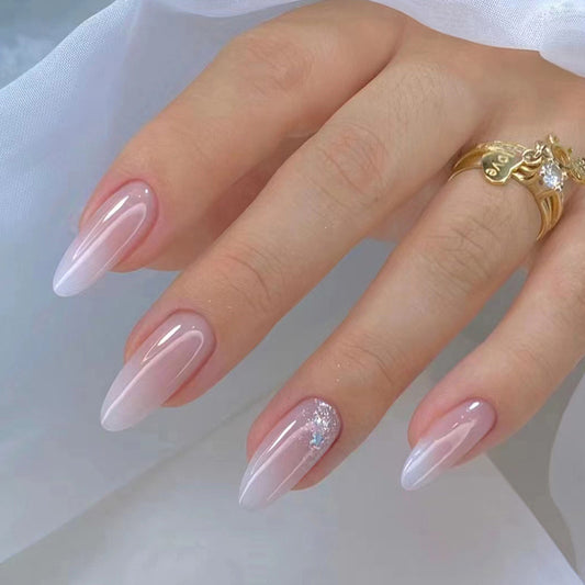 Pink Ombre Glitter Almond Medium Nail