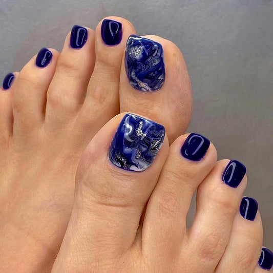 Royal Blue Marble Toe Nail