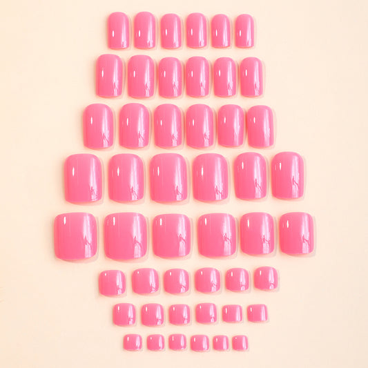 48 Pcs Press on Nails & Toes Nails Kit Magenta Solid Color