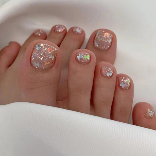 Silver Bling Butterfly Toe Nail