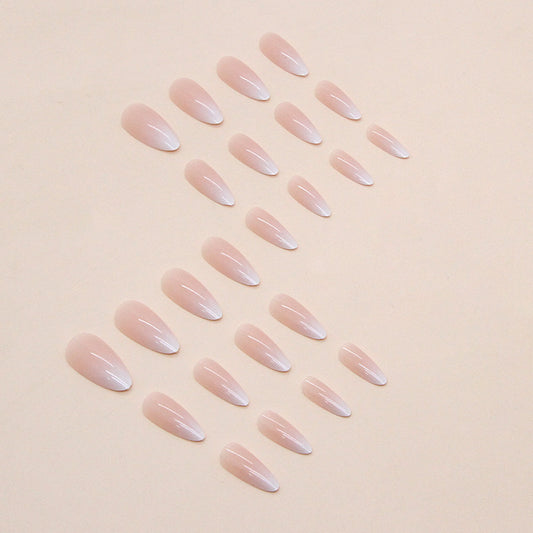 Beige Ombre Almond French Nail