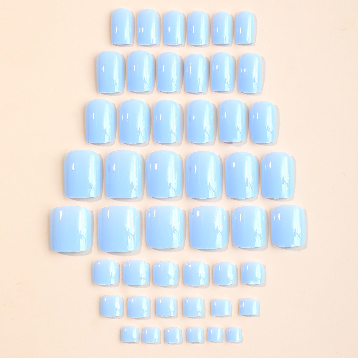 Light Blue 48 Pcs Press on Nails Finger Toes Nails Kit