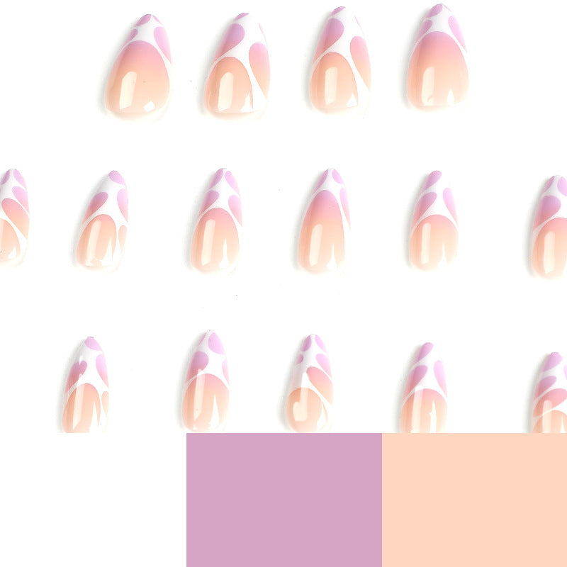 Lilac Airbrush Nail with Aurora Swirl Wave Almond Nail