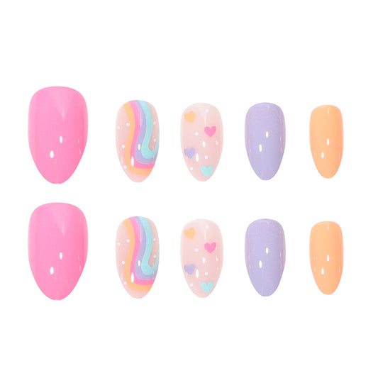 Candy Cotton Colorful Almond Rainbow nail
