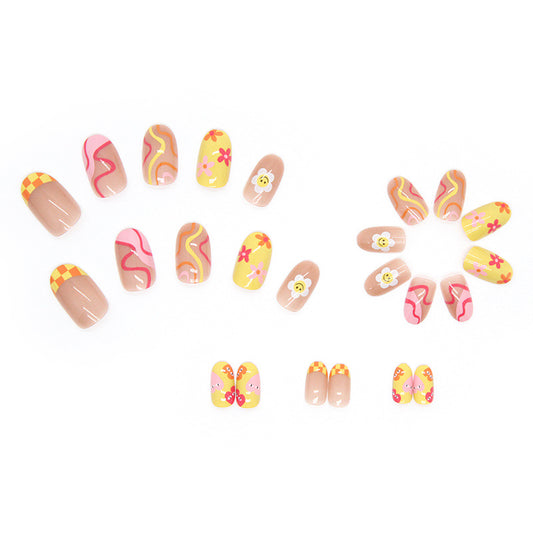 After School - Smile Daisy n Heart Short Round Nail