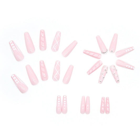 Ballet Diary - Pink Long Cut Out nail with Diamond
