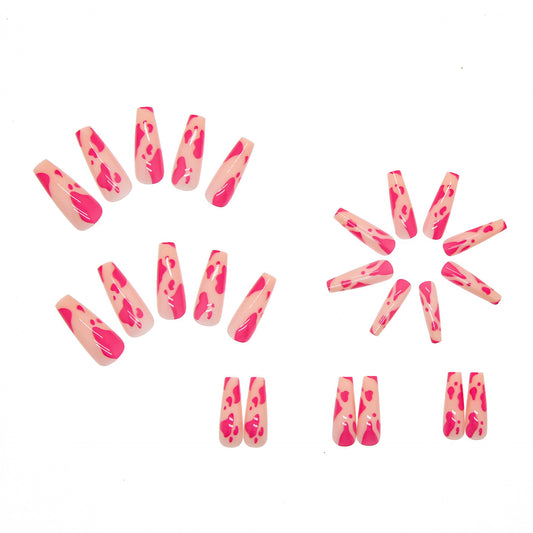 Pink Milk Cow Long Coffin Nails Live N. 49