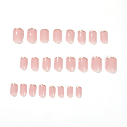 Restrained - Short Square Diamond Outline Nude Nail