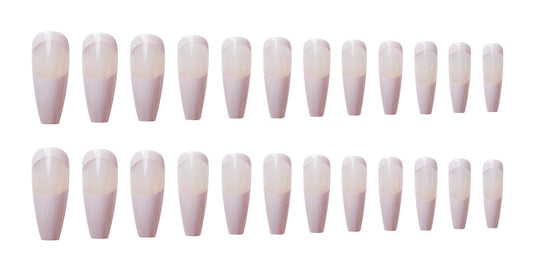 Double French Light Pink Coffin Fake Nail Live N. 6