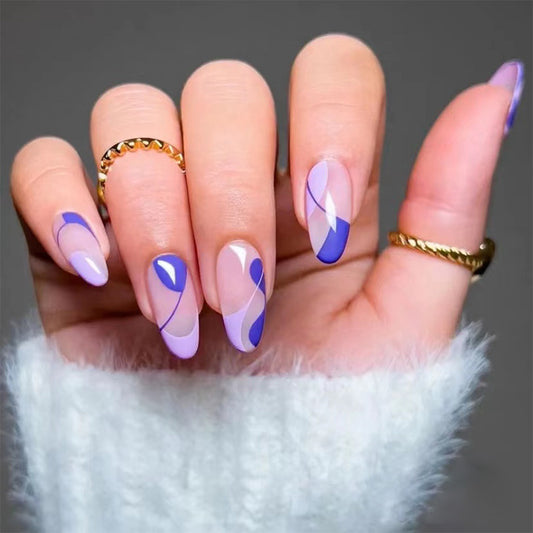 Purple Wave Almond Medium Nails