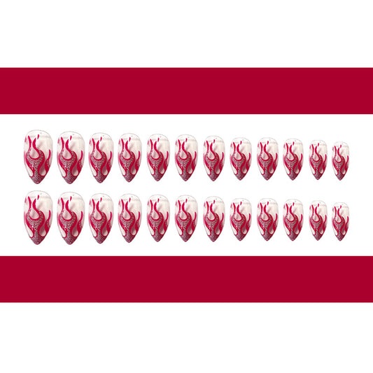 Fuchsia Flame Transparent Almond Press On Nails Live N. 21