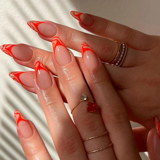 Hottie - Red Flame Medium Almond Nail