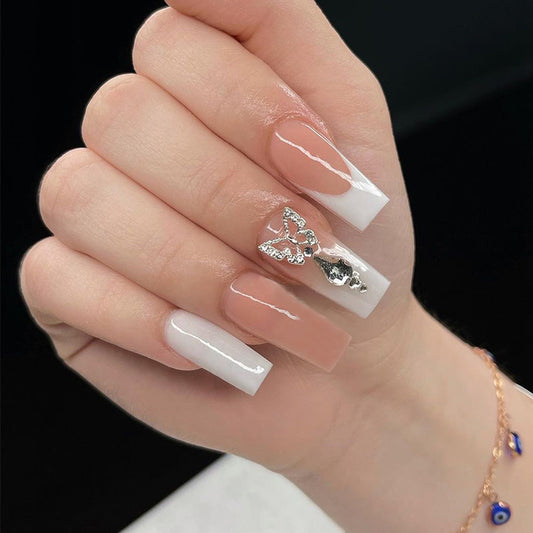 Ombré French Ballerina Nail with Butterfly Charm
