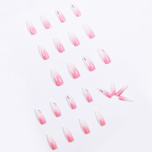 Rouge Pink Babyboomer Coffin Nail with Diamond Live N. 53