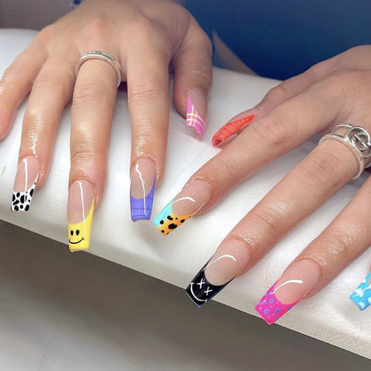 Colorful Smile Long Coffin Nails