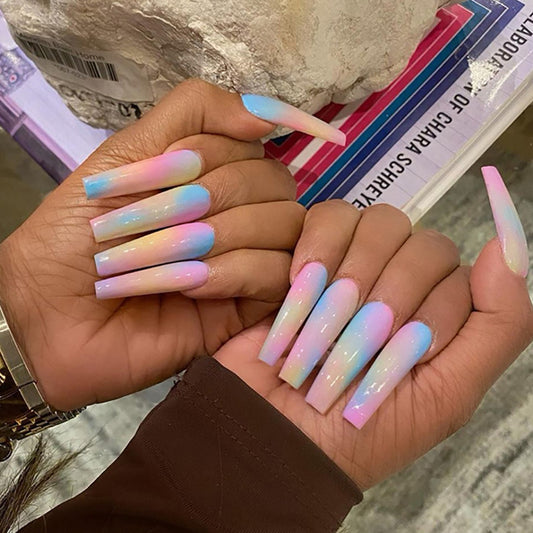 Kylie Style Color Mixture Long Nails