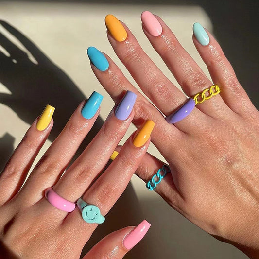 Candy Fun - Colorful Medium Coffin and Oval Nail