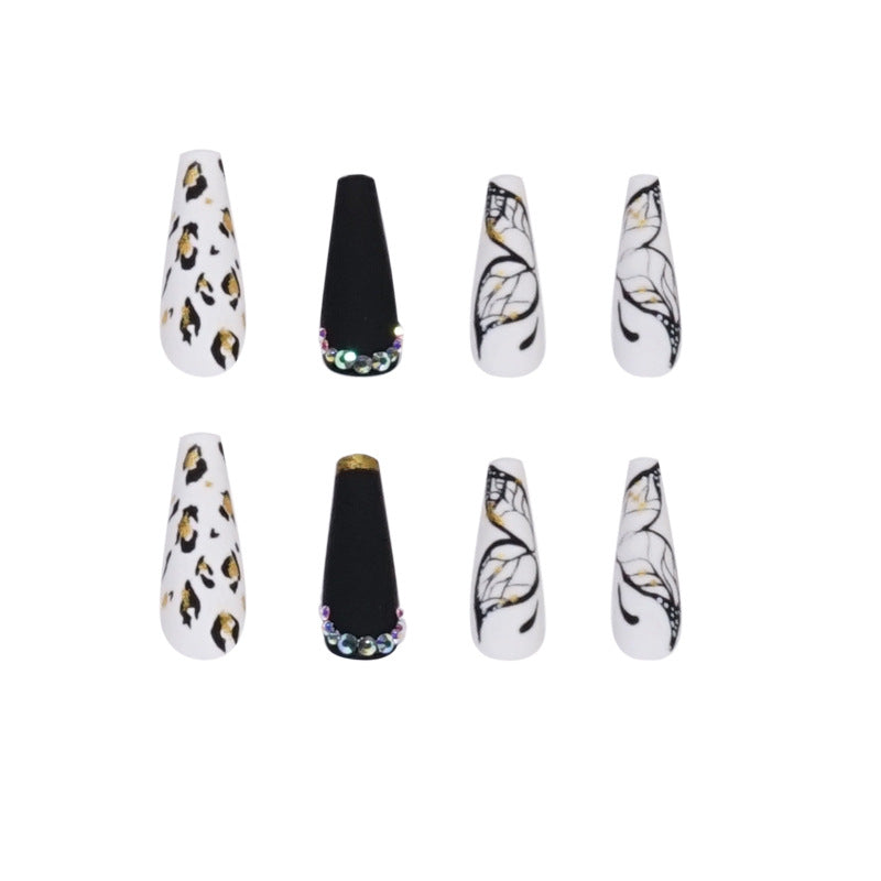 Butterfly Print Black and White Leopard Glitter Diamond Live N. 54