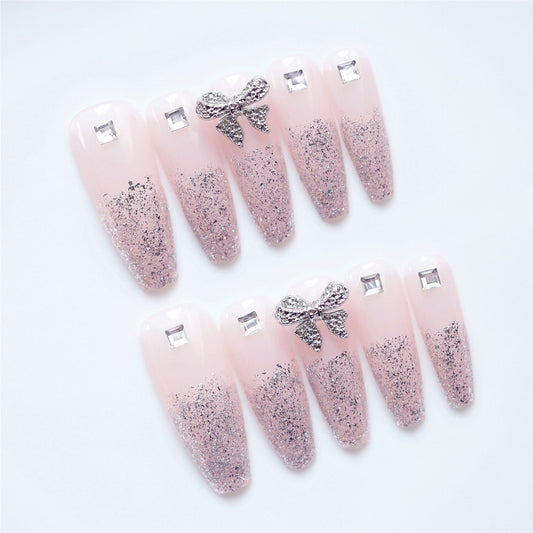 Bling Coffin Butterfly Diamond Nail
