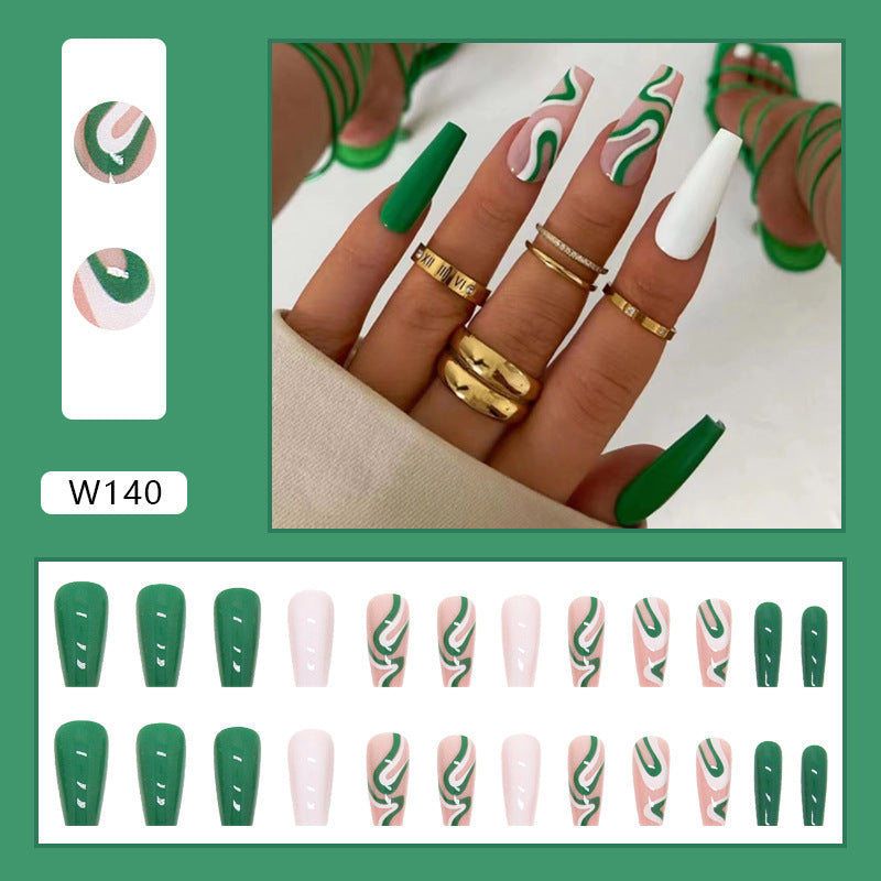 Green Wave Cut Out Medium Nails