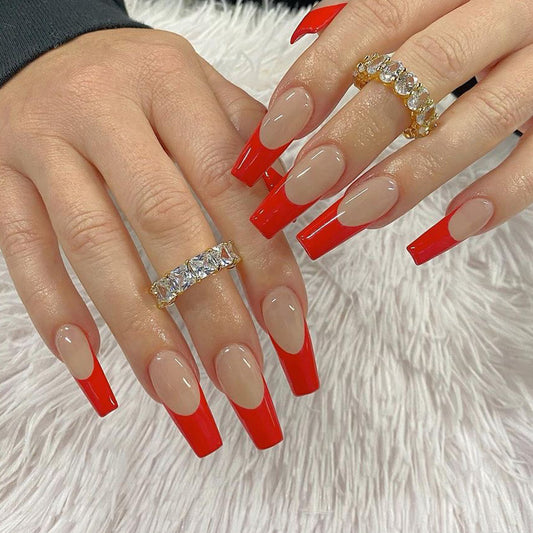 Rouge Red French Long Nails