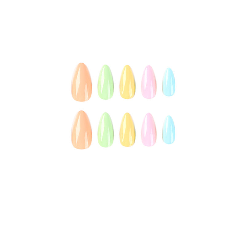 Colorful Pastel Rainbow Almond Nail