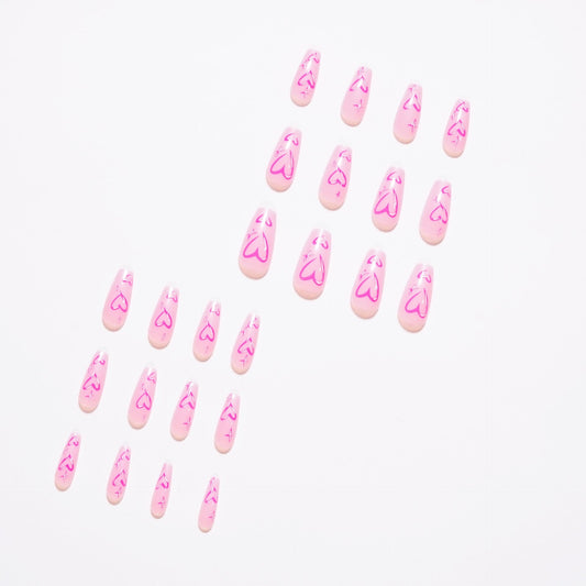 Pink Hearts Ballerina Fake Nails Live N. 5