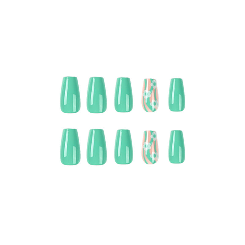 Forest Flower Green Cut Out Nail