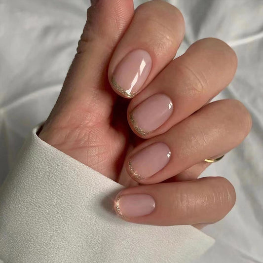 Restrained - Short Square Diamond Outline Nude Nail