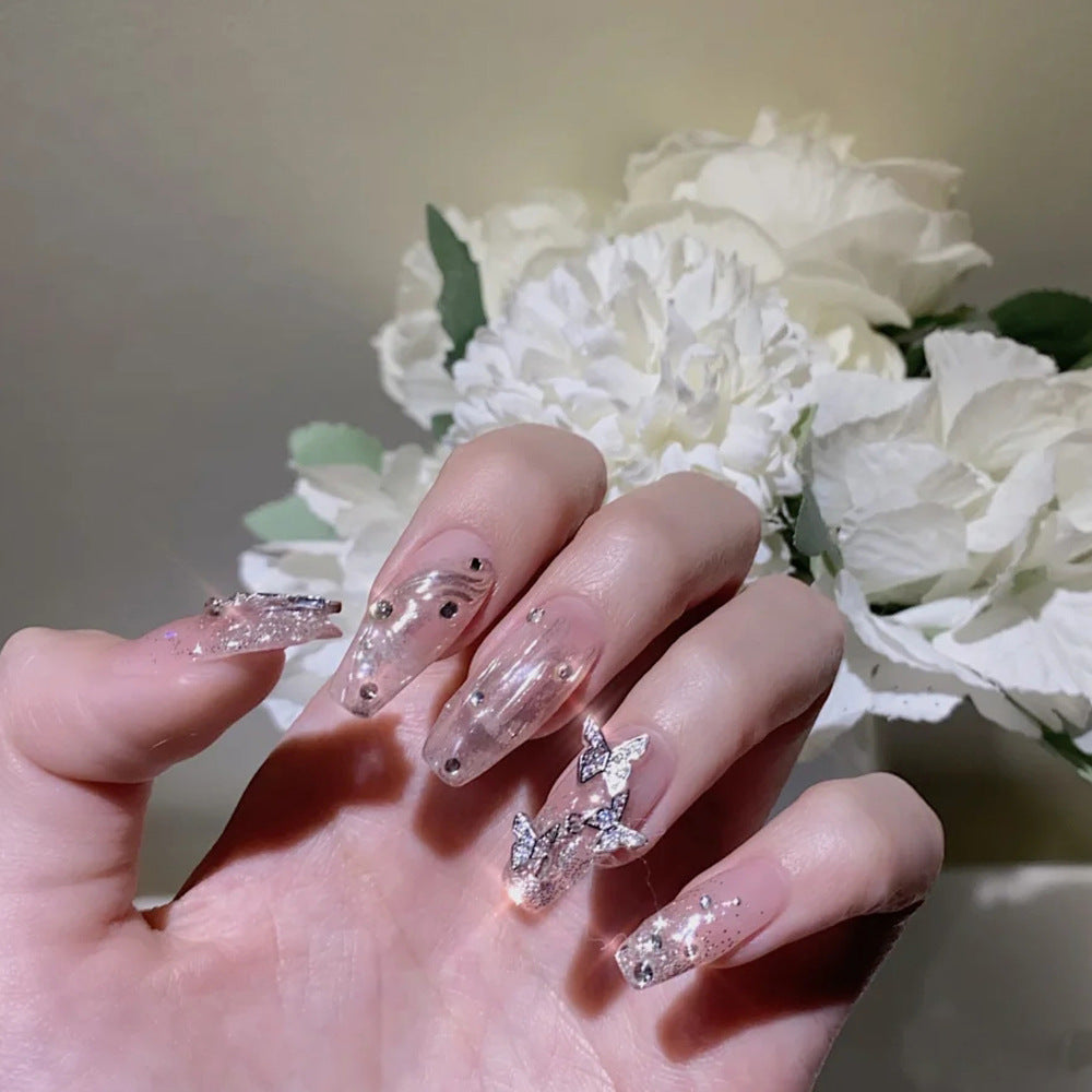 White Nails with Rhinestones - Lemon8 Search
