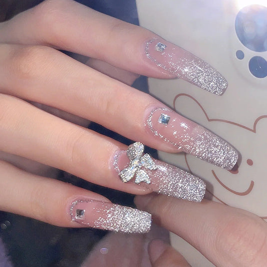 Bling Coffin Butterfly Diamond Nail