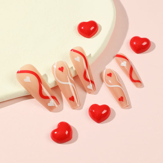 Red & White Heart Wave Coffin