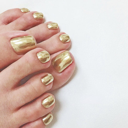 Toenail Summer Golden Mirror Toe Press on Nails